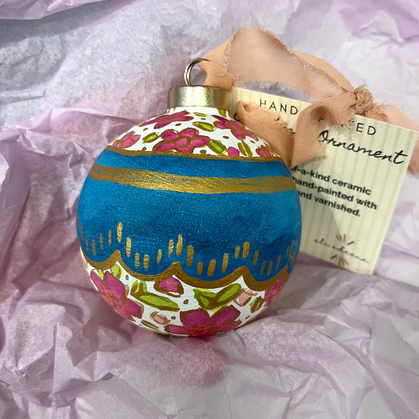 Hand-Painted Watercolor Ceramic Ornament - 6