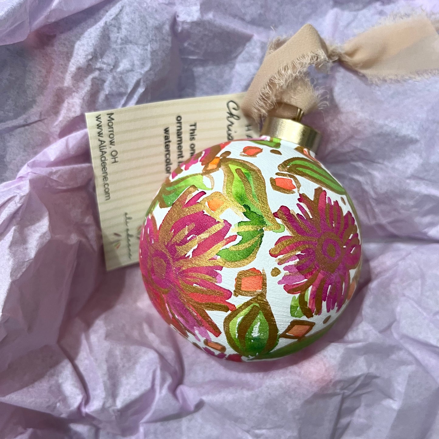 Hand-Painted Watercolor Ceramic Ornament - 3
