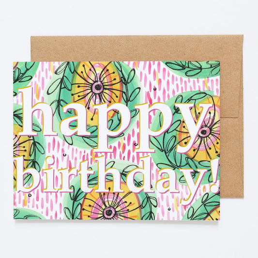 Summer Blooms, "Happy Birthday!" - Greeting Card
