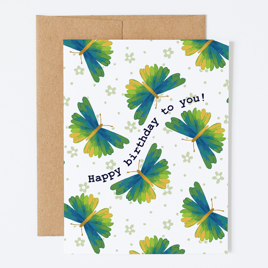 Blissful Butterflies, "Happy Birthday" - Greeting Card