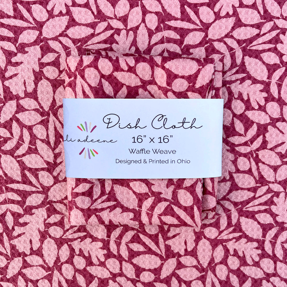 Leaf Silhouette, Pinks - Dish Cloth