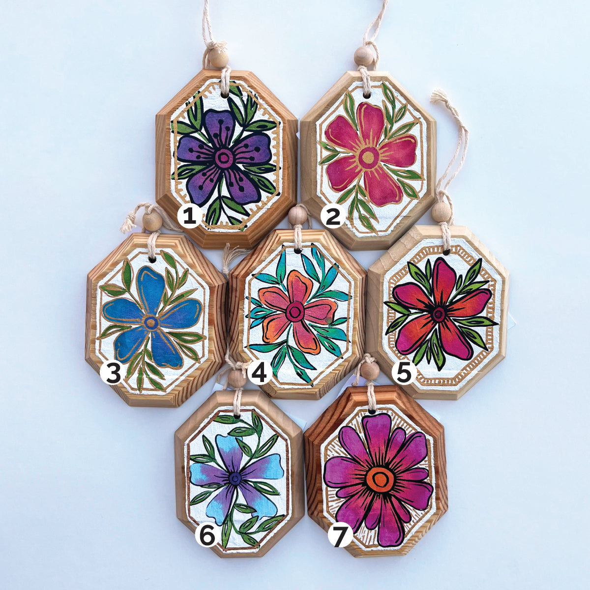 Reclaimed Wood Christmas Ornaments - One Flower