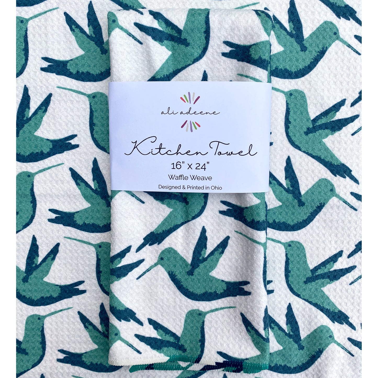 Hummingbird (Teal) - Kitchen Towel