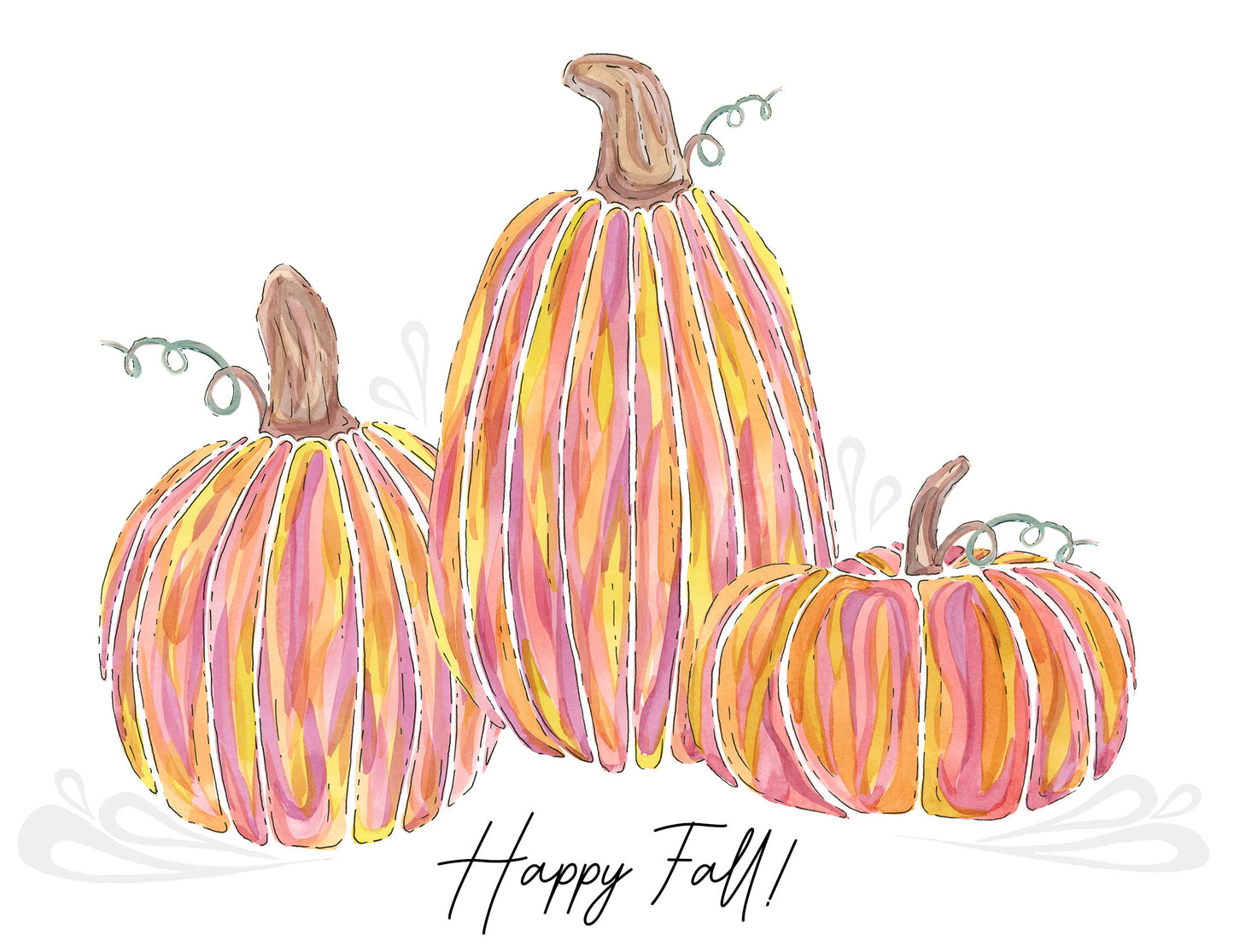 Three Little Pumpkins, "Happy Fall!" - Greeting Card