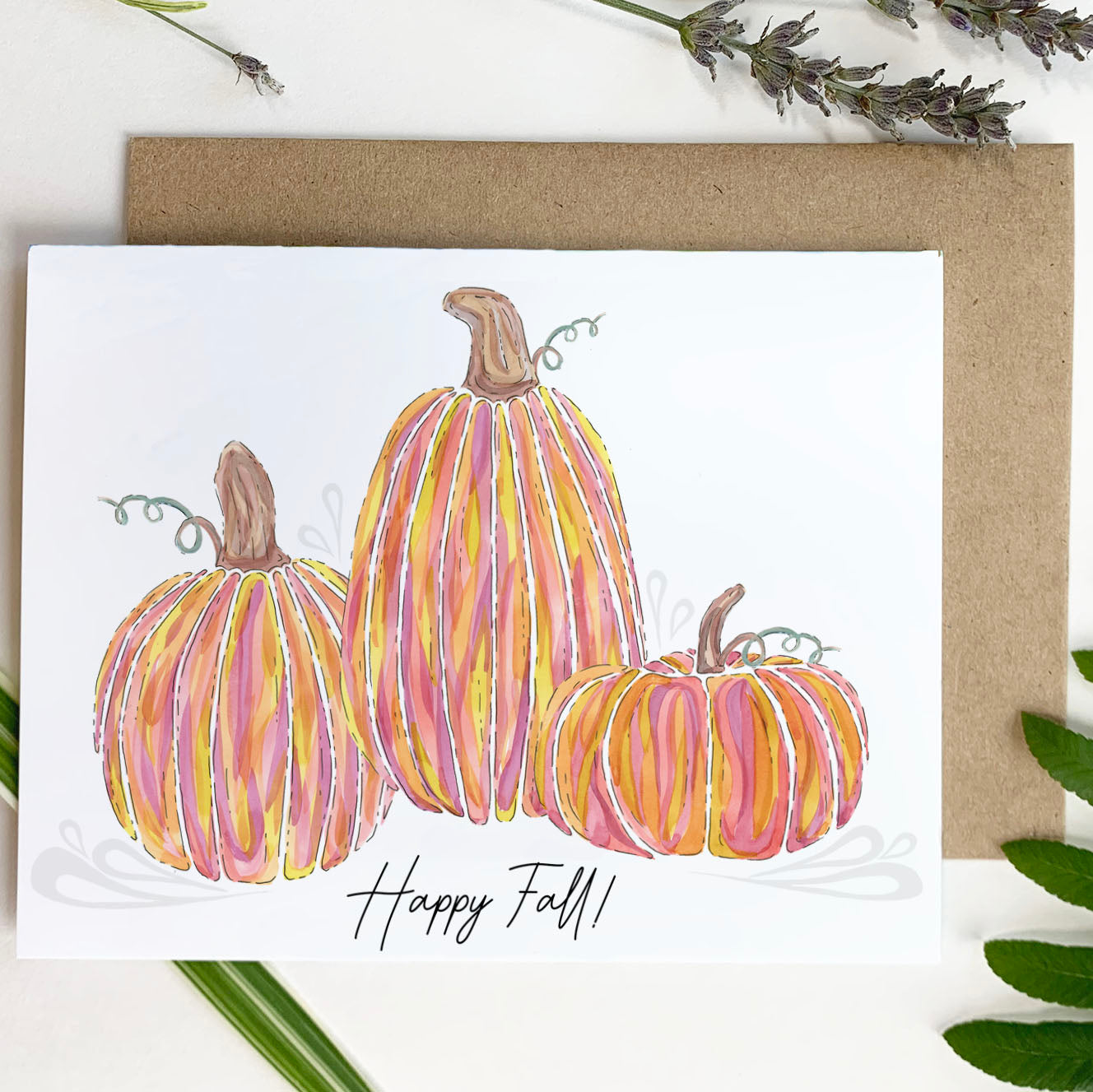 Three Little Pumpkins, "Happy Fall!" - Greeting Card