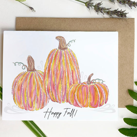 Three Little Pumpkins, "Happy Fall!" - Greeting Card