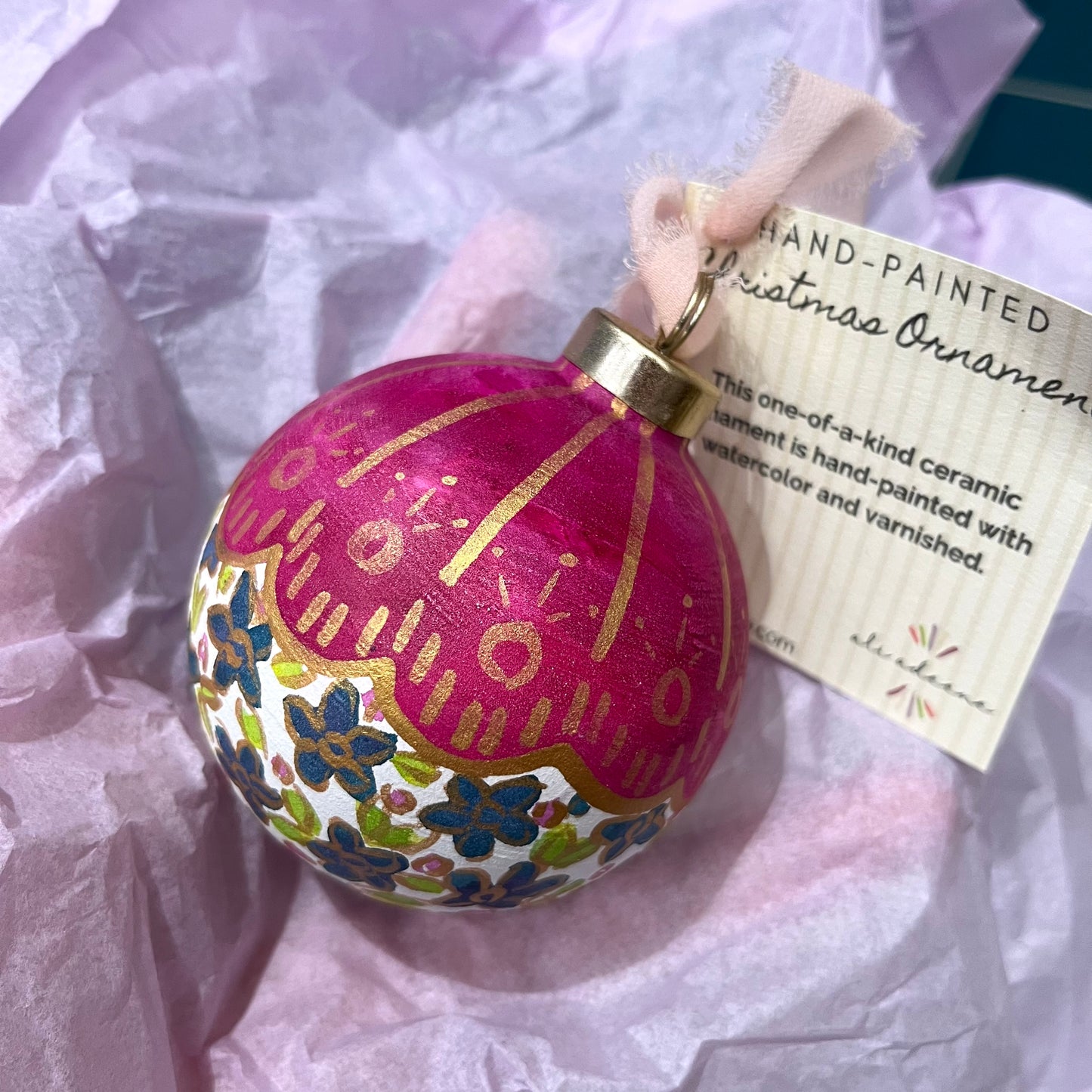 Hand-Painted Watercolor Ceramic Ornament - 1