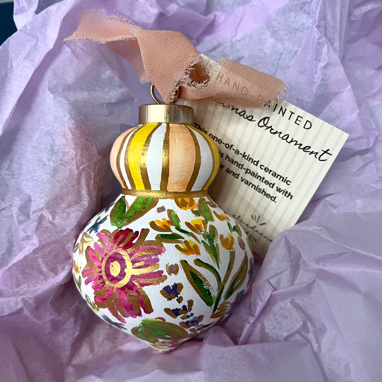 Hand-Painted Watercolor Ceramic Ornament -9