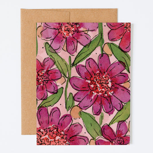 Blushing Blooms - Greeting Card