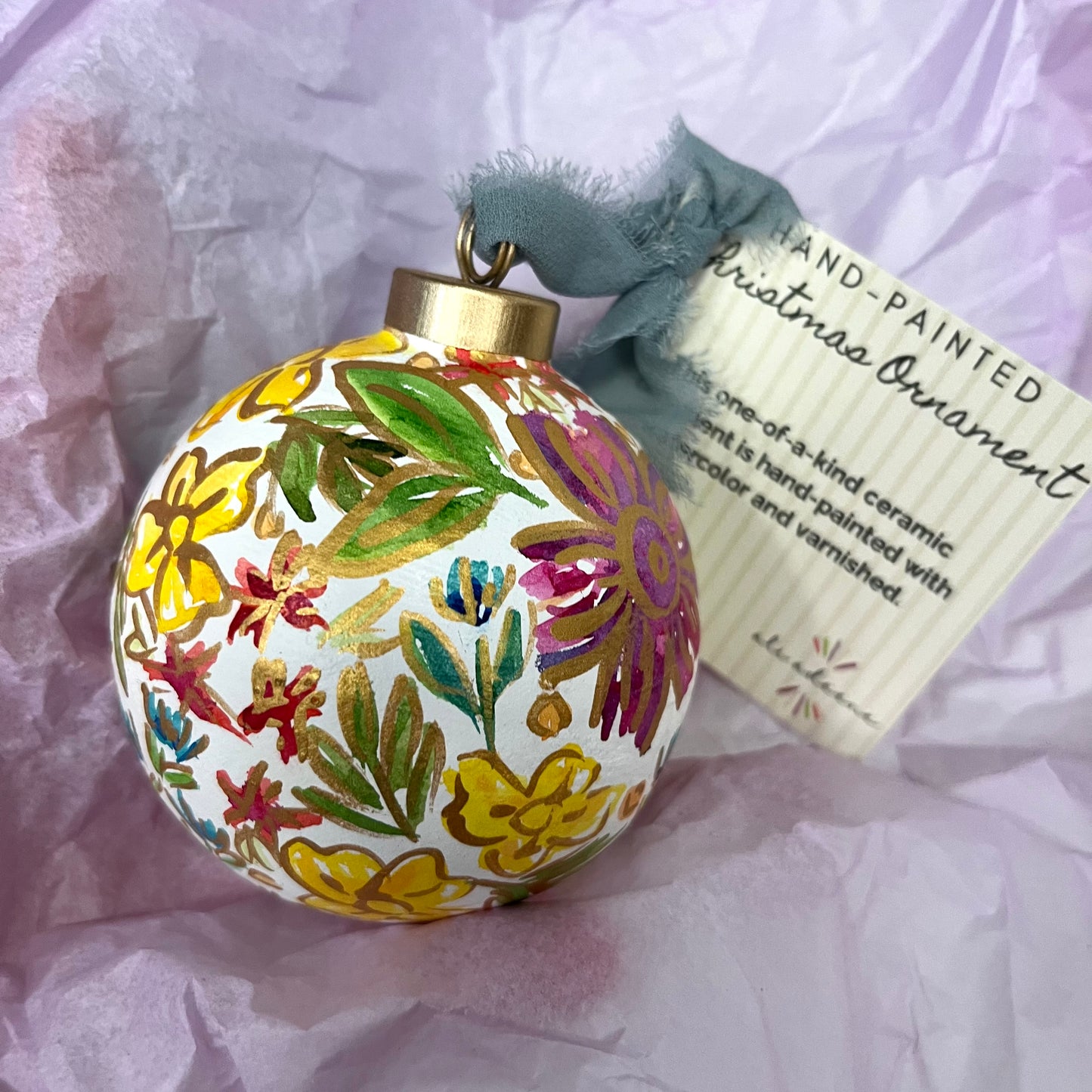 Hand-Painted Watercolor Ceramic Ornament - 7