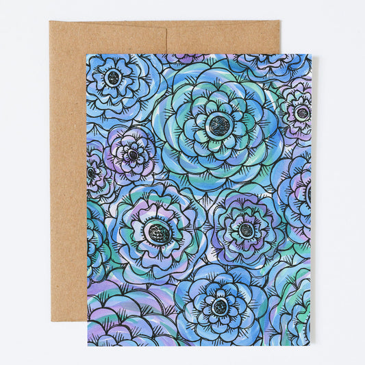 Succulent Wall-Blues - Greeting Card