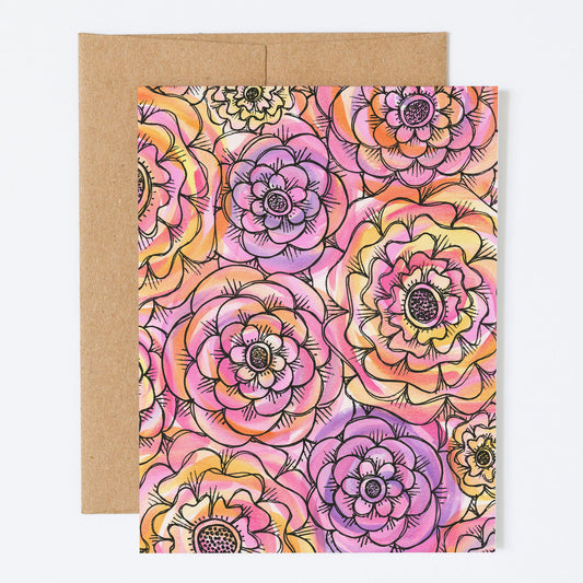 Succulent Wall-Pinks - Greeting Card