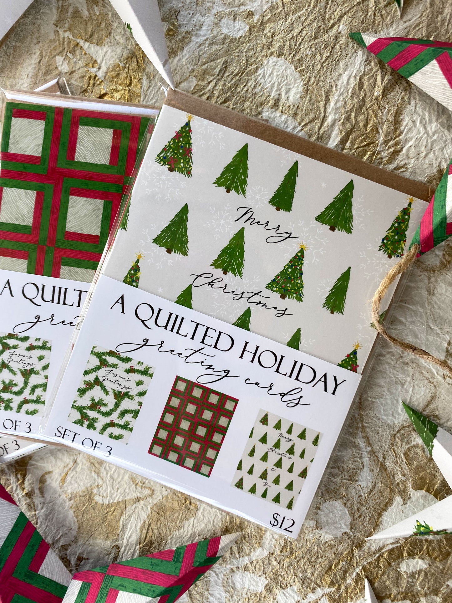 "A Quilted Holiday" - Set of 3 Greeting Cards