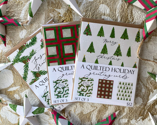 "A Quilted Holiday" - Set of 3 Greeting Cards