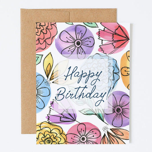 Fresh Cut Flowers, "Happy Birthday!" - Greeting Card