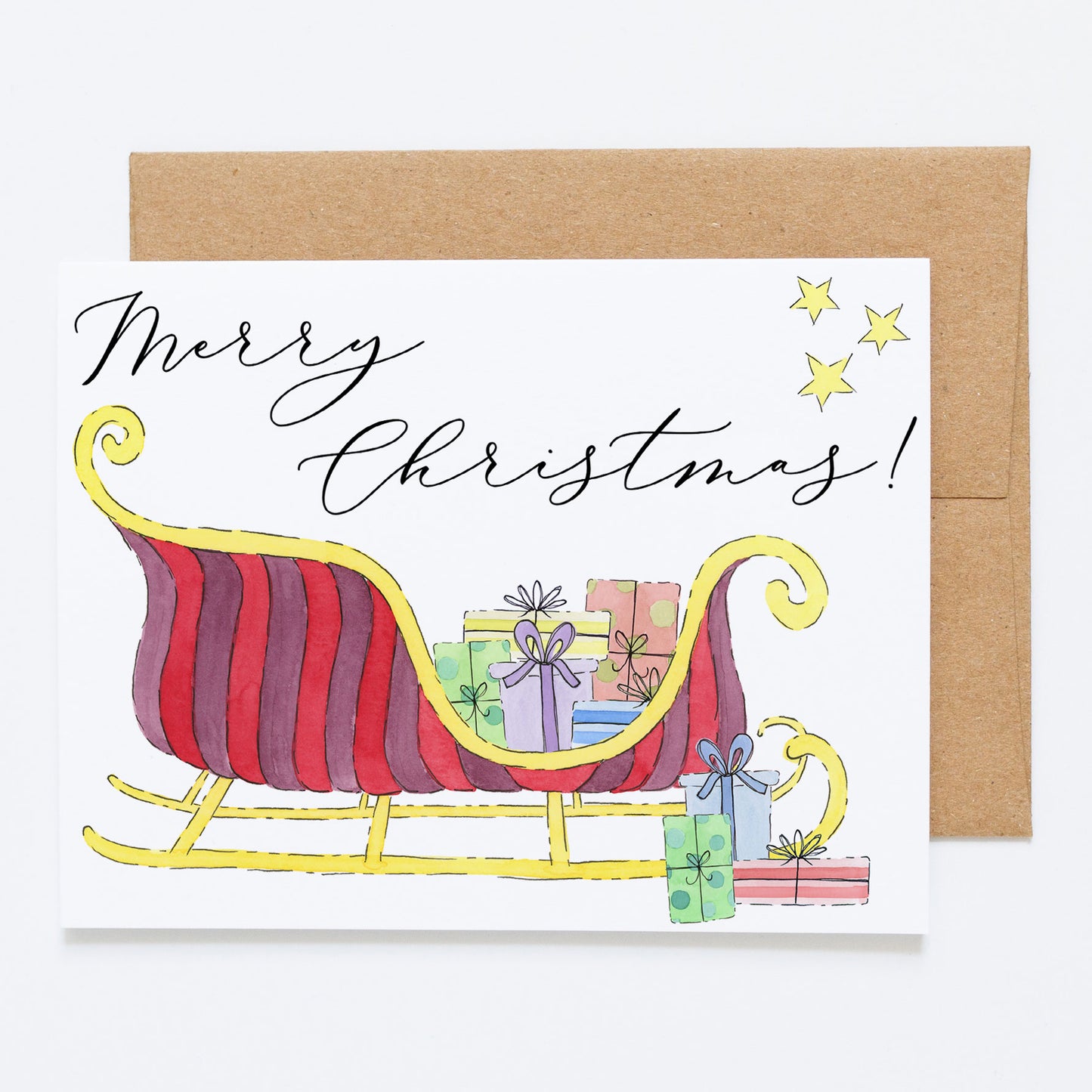 Holiday Sleigh, "Merry Christmas!" - Greeting Card