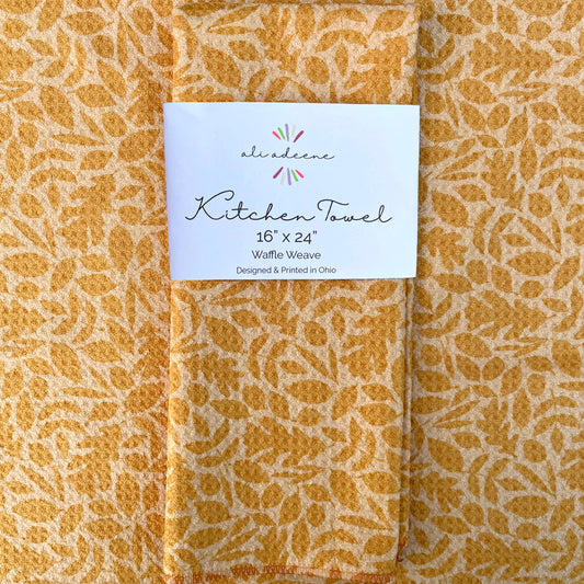 Leaf Silhouette, Gold - Kitchen Towel