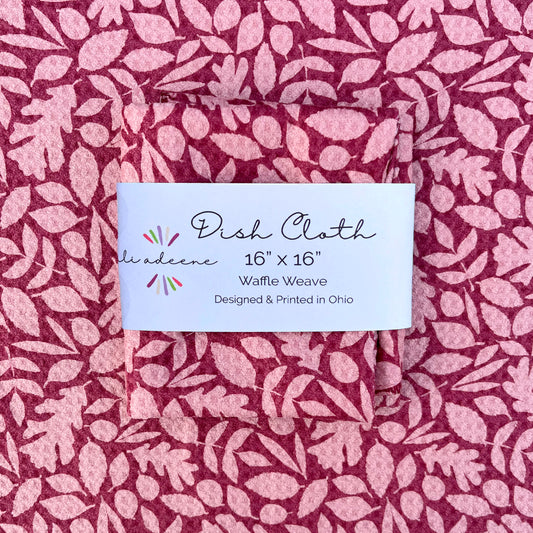 Leaf Silhouette, Pinks - Dish Cloth