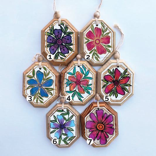 Reclaimed Wood Christmas Ornaments - One Flower