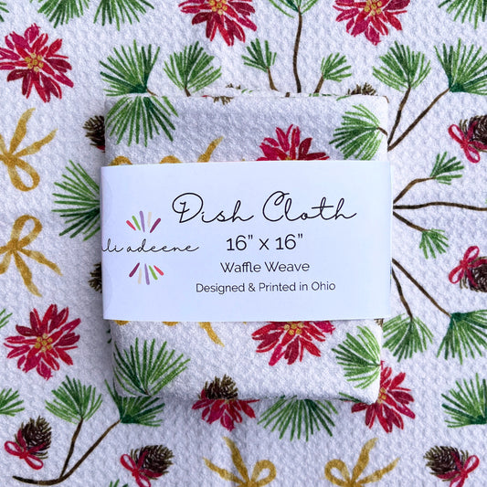 Poinsettia & Pine - Dish Cloth