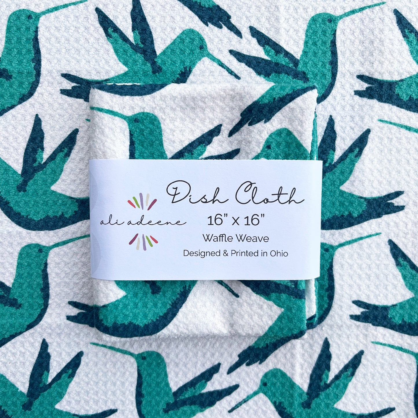 Teal Hummingbird - Dish Cloth