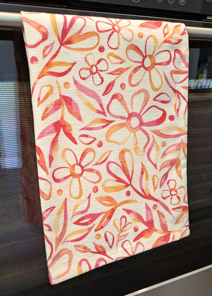 Watercolor Florals Tea Towel