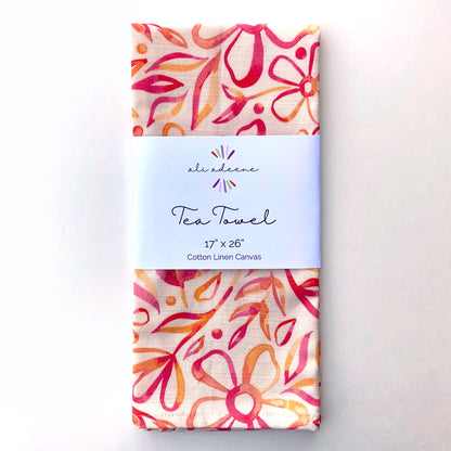 Watercolor Florals Tea Towel