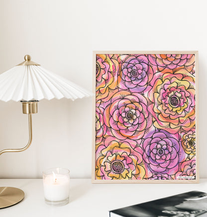 Succulent Wall-Pinks  - Art Print